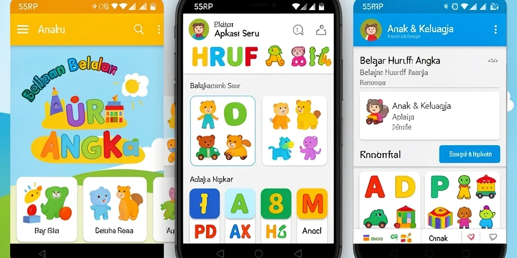 Tampilan antarmuka aplikasi 55RP yang ramah anak.