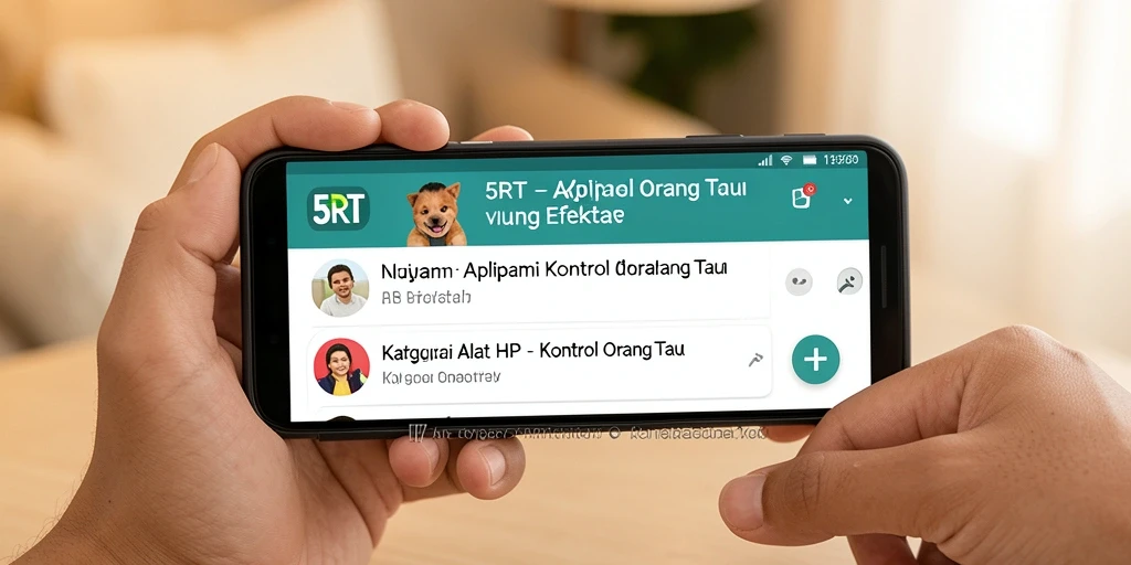 Tampilan antarmuka utama aplikasi 5RT untuk kontrol orang tua.