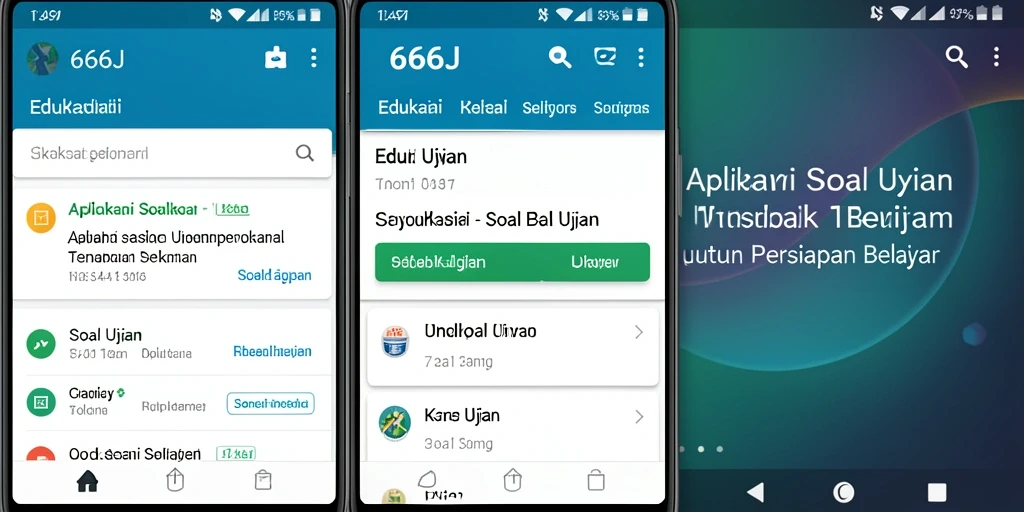 Tampilan antarmuka aplikasi Soal Ujian 666J yang menarik dan informatif.