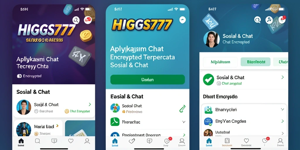 Tampilan antarmuka HIGGS777 dengan fitur Chat Encrypted yang modern.