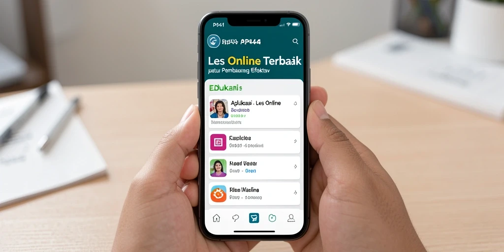 Antarmuka pengguna aplikasi Les Online PP444 yang menarik dan interaktif.