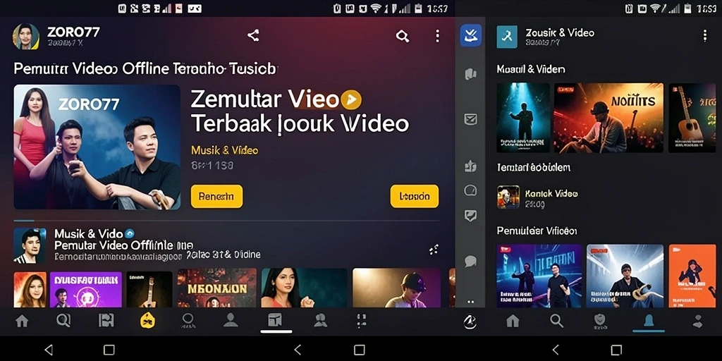 Antarmuka ZORO77 yang elegan dan mudah digunakan untuk pemutar video offline.